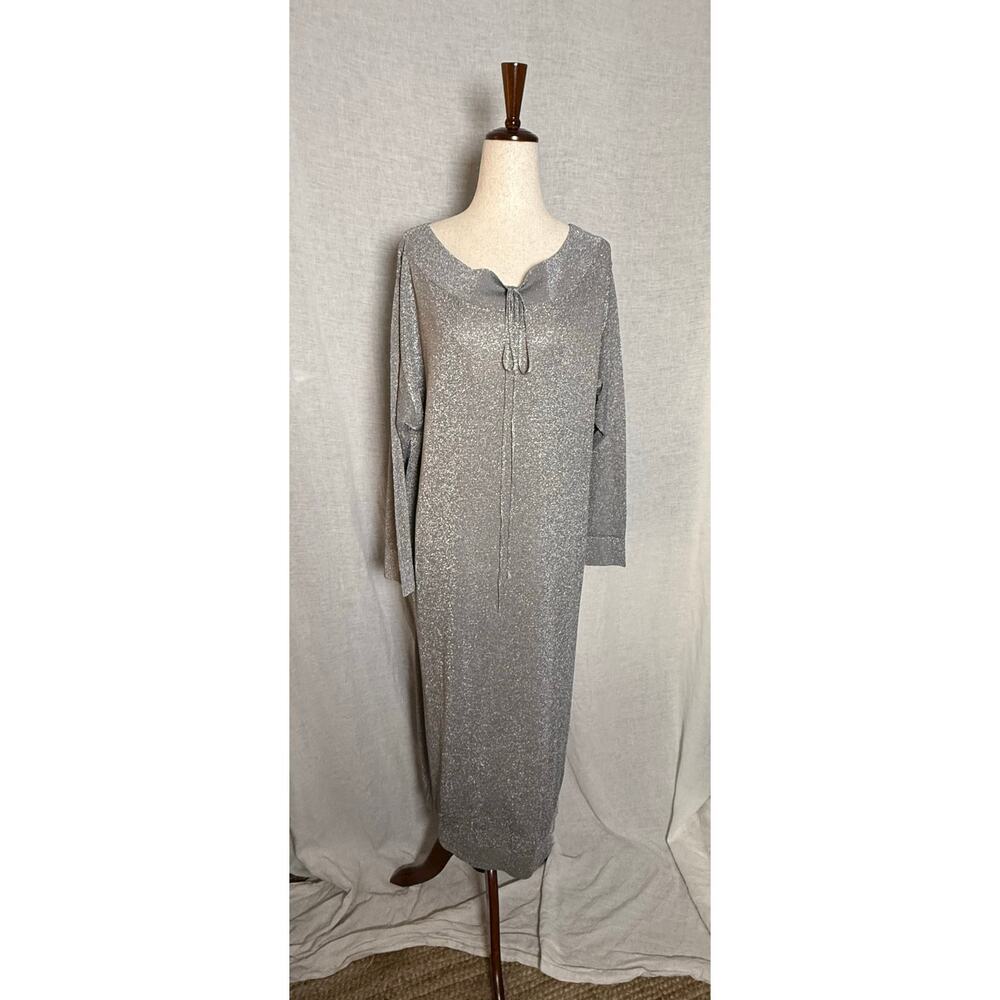 Zara Silver Metallic Knit Off Shoulder MIDI Dress
Size Large
NWT